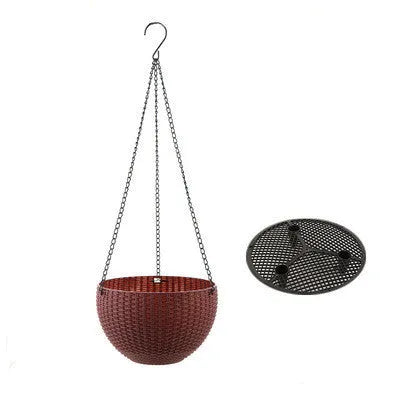 A 210mm diameter hanging basket planter with an attached chain, shown in one of seven available colours.