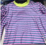 Women's striped long-sleeve hoodie in blue, pink, or orange with front pocket