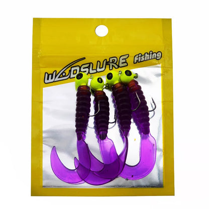 Soft Bait Bionic Fake Lead Head Hook Fishing Tackle with curling tail