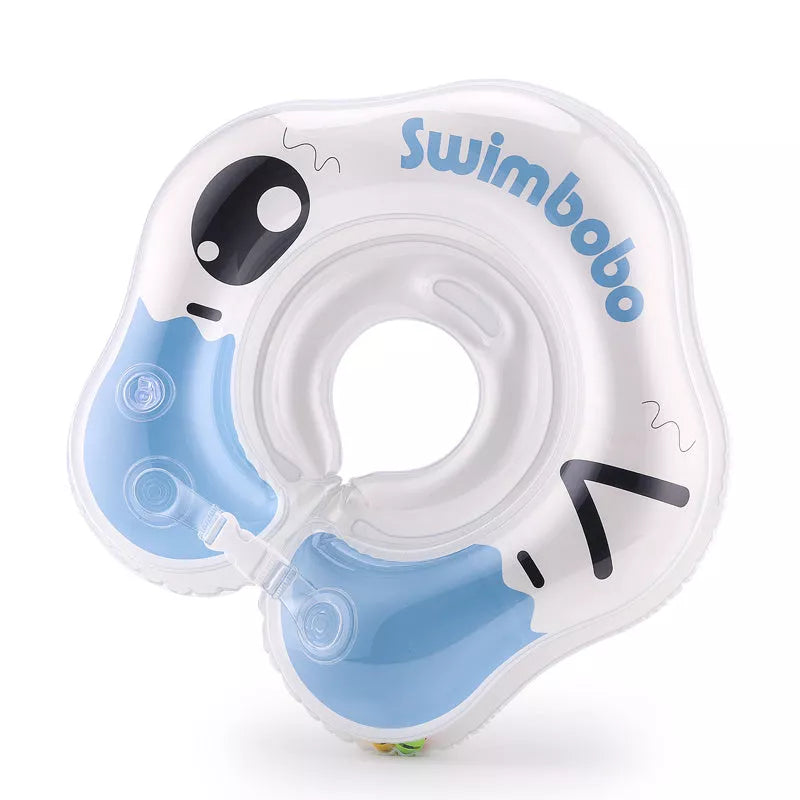 Adjustable baby swimming ring in blue and pink, safe for newborns to 8 months