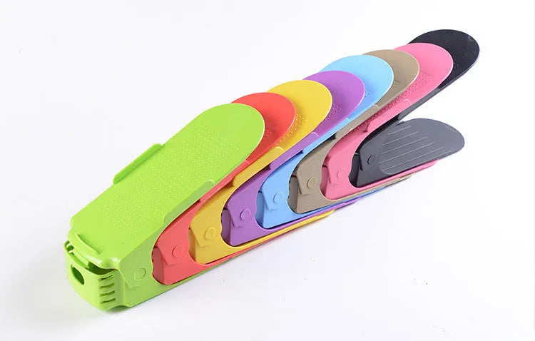 Adjustable double stand shoe rack, PP plastic, 25x10x18cm, 170g, space saving shoe storage in multiple colours