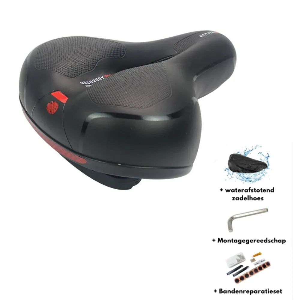Bicycle cushion with thickened silicone saddle, spring suspension, and PU leather surface on bicycle seat post