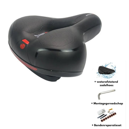 Bicycle cushion with thickened silicone saddle, spring suspension, and PU leather surface on bicycle seat post