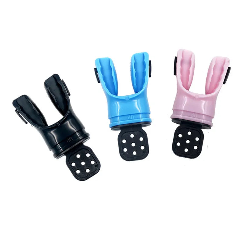 Plastic-free 110mm silicone diving mouthpiece in various solid and transparent colours.