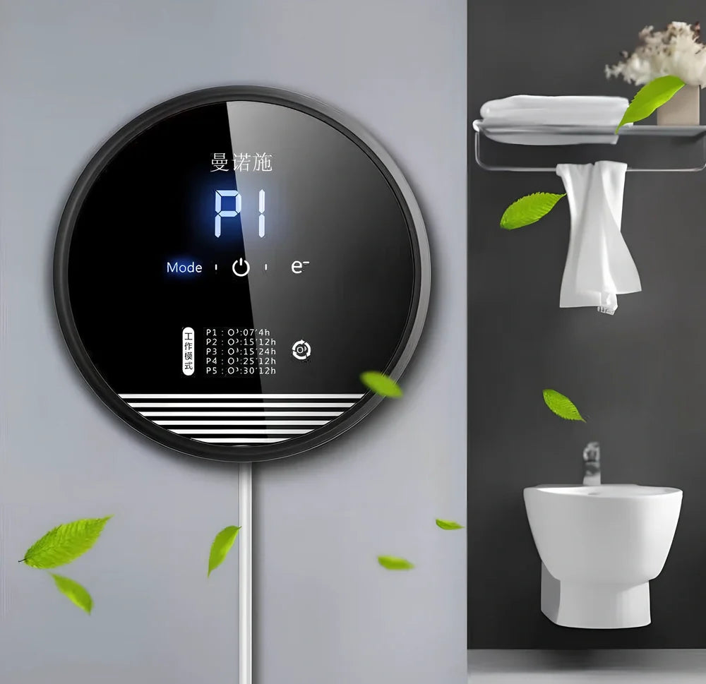 Black bedroom air purifier with touch control panel and compact design for home use