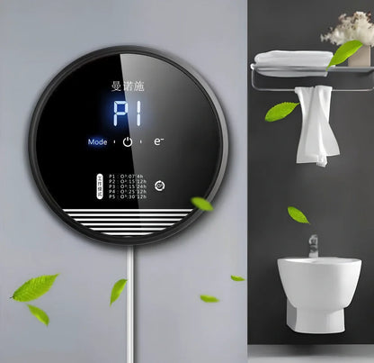 Black bedroom air purifier with touch control panel and compact design for home use