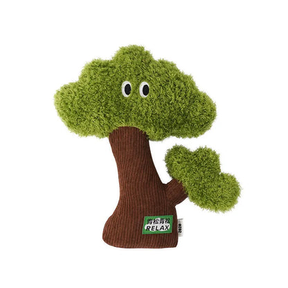 Pine tree-shaped fabric cat toy bag pendant with a hanging loop.