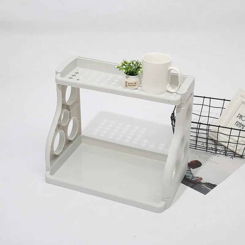 Foldable kitchen storage shelving unit made from PP plastic, measuring 38x24.5x31.5 cm with multilayer organisation for versatile and mobile kitchen supplies storage
