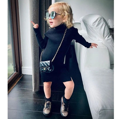 Black floral pattern sleeveless dress for girls with five size options from 90 to 130cm