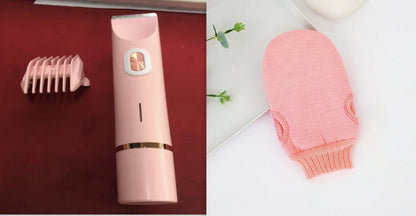 Pink 2-in-1 women's electric body hair shaver and trimmer for private pubic hair grooming