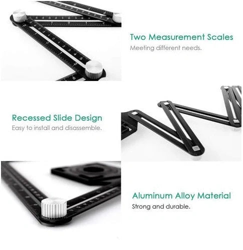 Aluminum alloy six-folding multi-angle measuring ruler for precise tile and flooring projects
