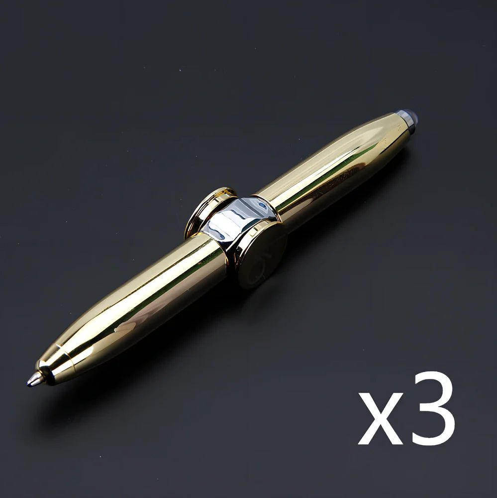 Multifunctional decompression gyro ballpoint pen showing 10.3cm length and spinning mechanism