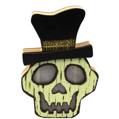 Plywood wooden pumpkin lamp ornament in JM01442 style, 15-20 cm tall Halloween decor with carved details