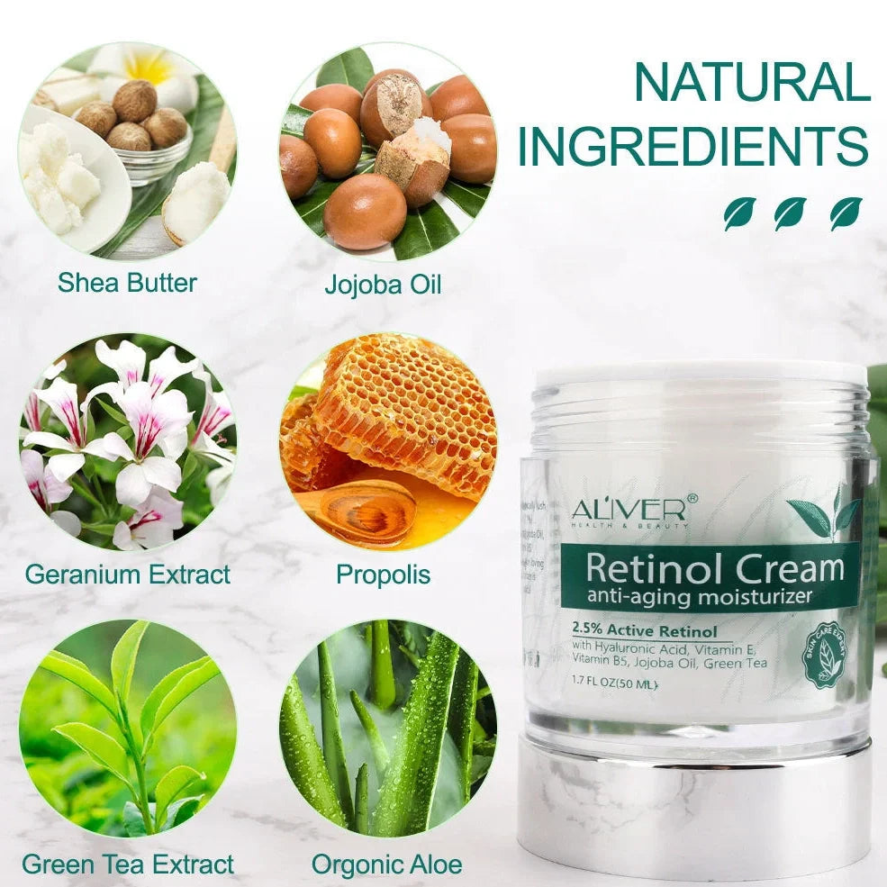 50ml retinol anti-ageing cream with 2.5% retinol and natural botanical ingredients