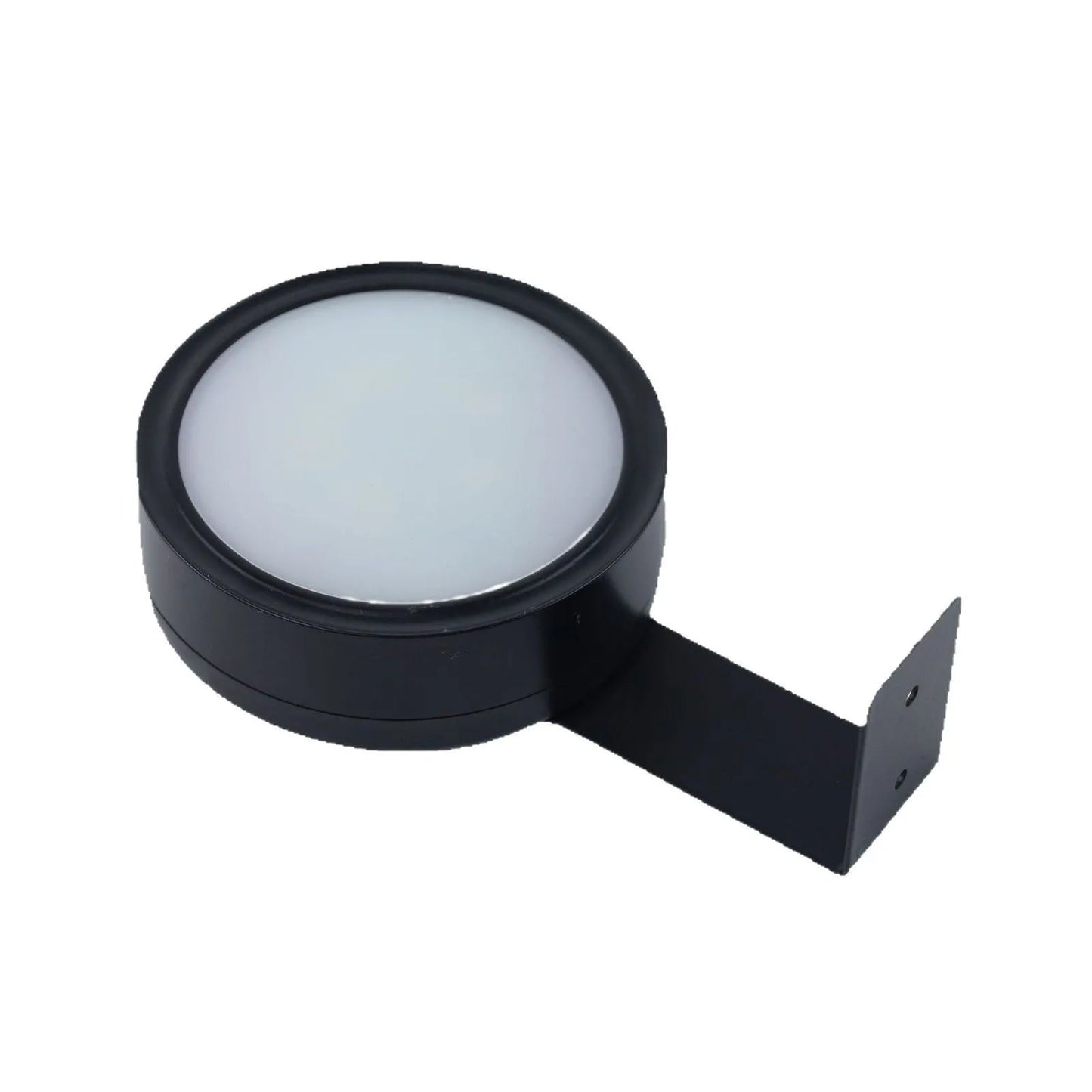 Black magnetic LED painting lamp with remote control on a white wall.