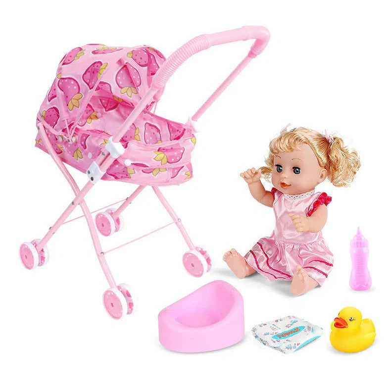 Princess Xiaoli doll trolley toy with character sets in rainbow car, strawberry car, and love car designs