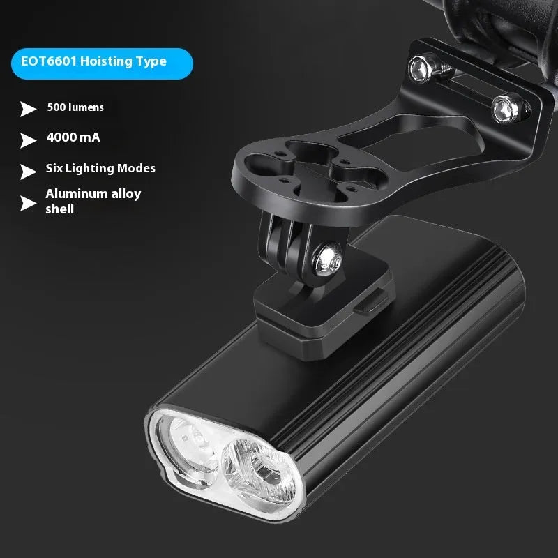 Aluminium alloy bicycle headlight with USB Type-C charging port and quick-release mounting system