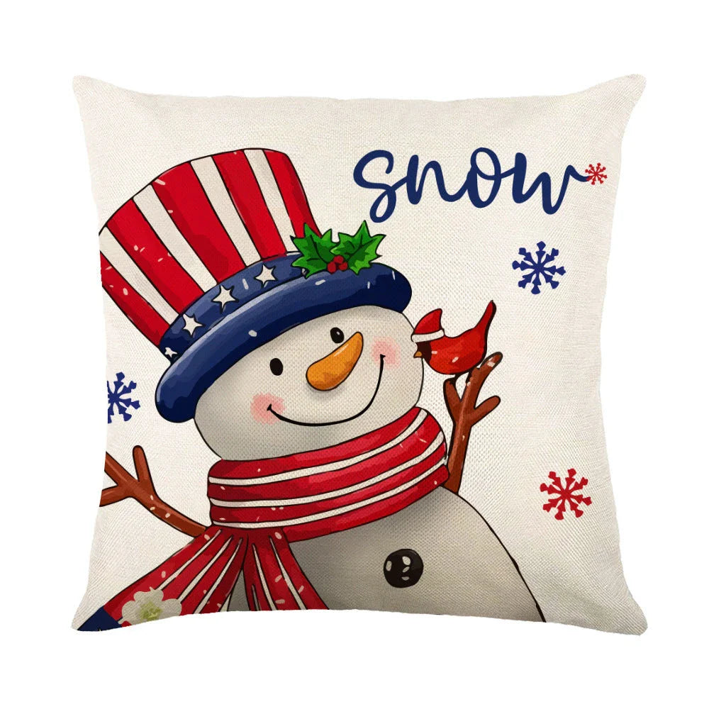 Festive throw pillow covers with various snowflake designs for Christmas home decor