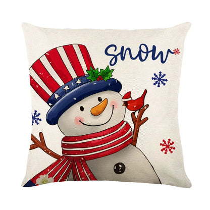 Festive throw pillow covers with various snowflake designs for Christmas home decor