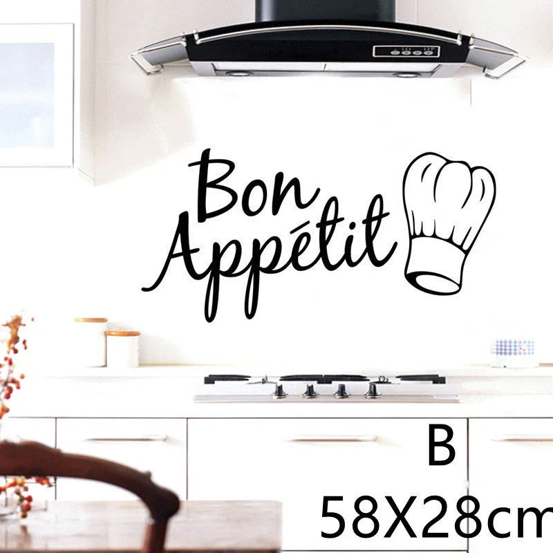 English Proverbs Wall Stickers featuring a knife and fork design for kitchen decor