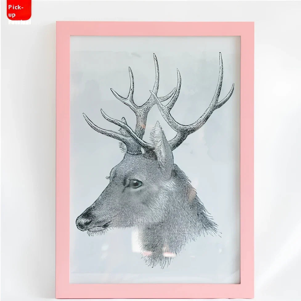 Rectangular solid wood photo frame with baking paint finish showing colour options and size variations