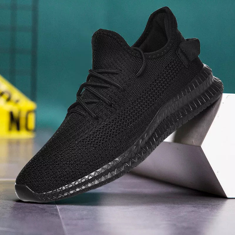 Men's grey mesh sports casual shoes with rubber sole for summer comfort