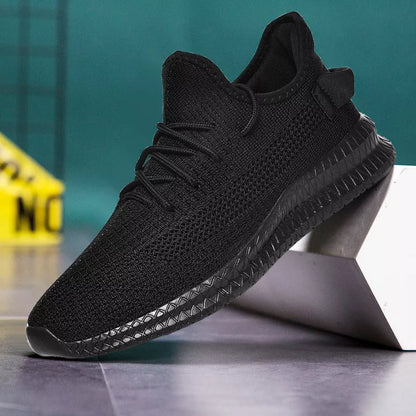 Men's grey mesh sports casual shoes with rubber sole for summer comfort