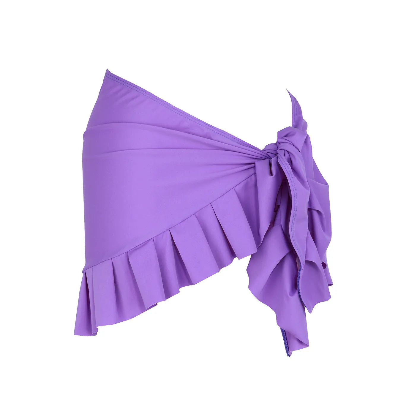 A woman's solid colour one-piece swimsuit with a single-shoulder suspender tube top design.