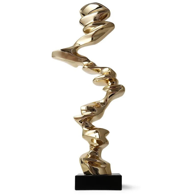 Abstract still life ornament in natural resin with modern simplicity design, 15cm height, in Bright Gold, Elegant Silver, or Phantom Blue
