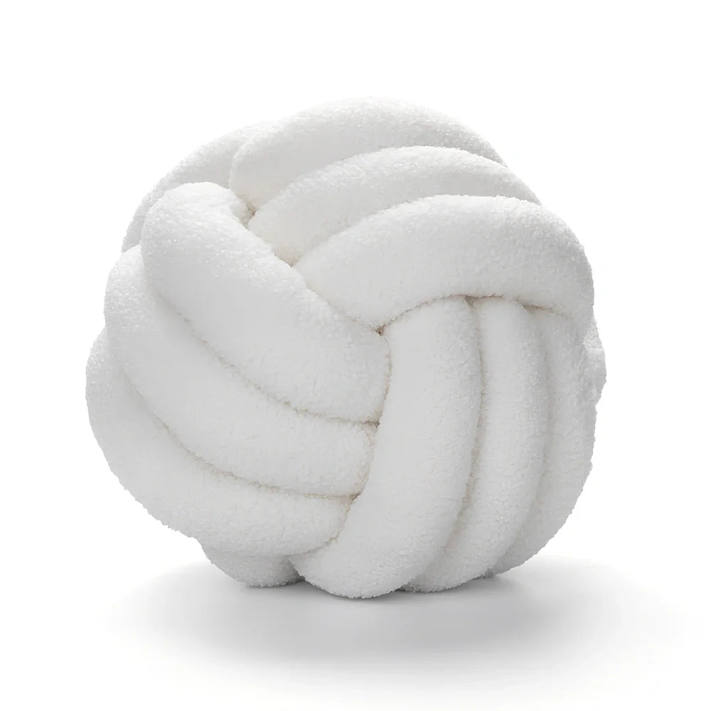 Spherical lamb wool cushion with hand-knotted surface in Nordic design, 27-30cm diameter