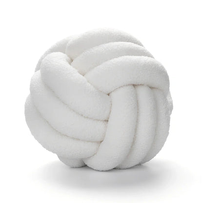 Spherical lamb wool cushion with hand-knotted surface in Nordic design, 27-30cm diameter