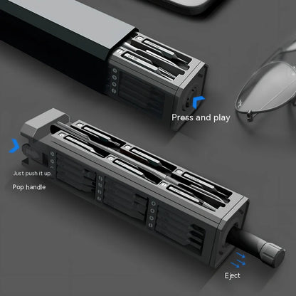 44-piece screwdriver set with S2 alloy steel bits in 37mm x 37mm x 150mm storage case