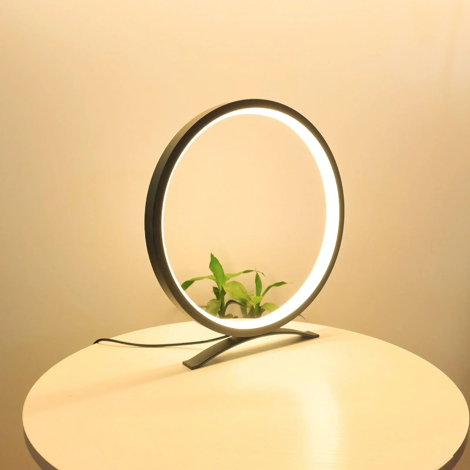 Black study desk lamp with USB cable and adjustable 25cm height mechanism