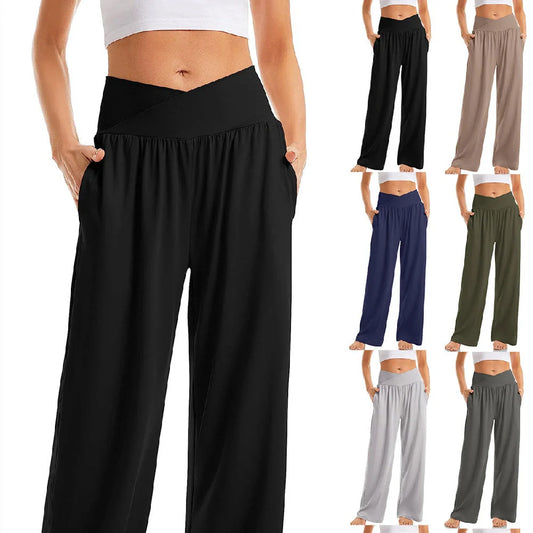 Women's cross waist yoga pants in various colors, sizes S to XXXL