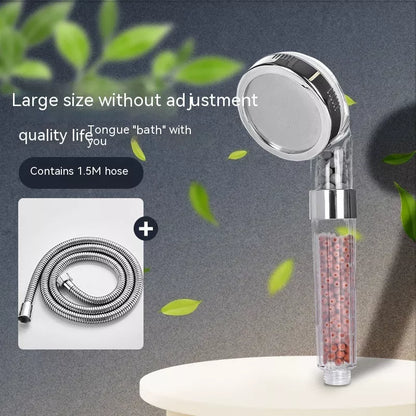 Three-speed anion supercharged filtering shower head nozzle with adjustable settings for a customizable shower experience