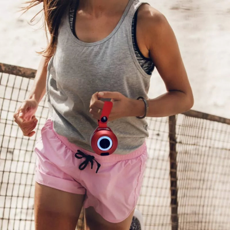 Portable Bluetooth speaker with colored lights and waterproof design