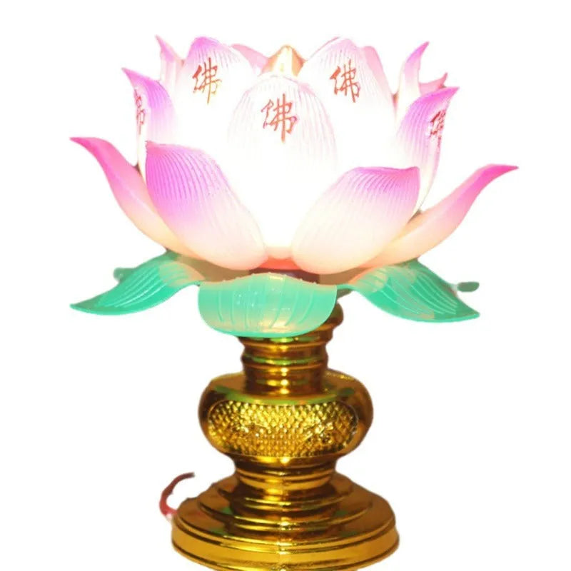 Buddha Light plug-in worshiping lamp, Lotus Lamp Colourful Light, 220V US outlet, single Buddha Lamp for altar