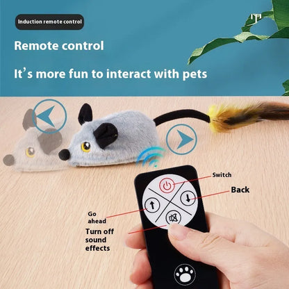 Simulation remote control electric mouse cat toy with plush fabric in multiple colour options