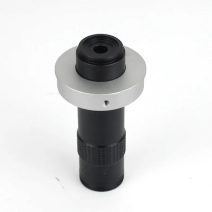 Black industrial camera monocular lens with 130x magnification and 60-300mm working distance