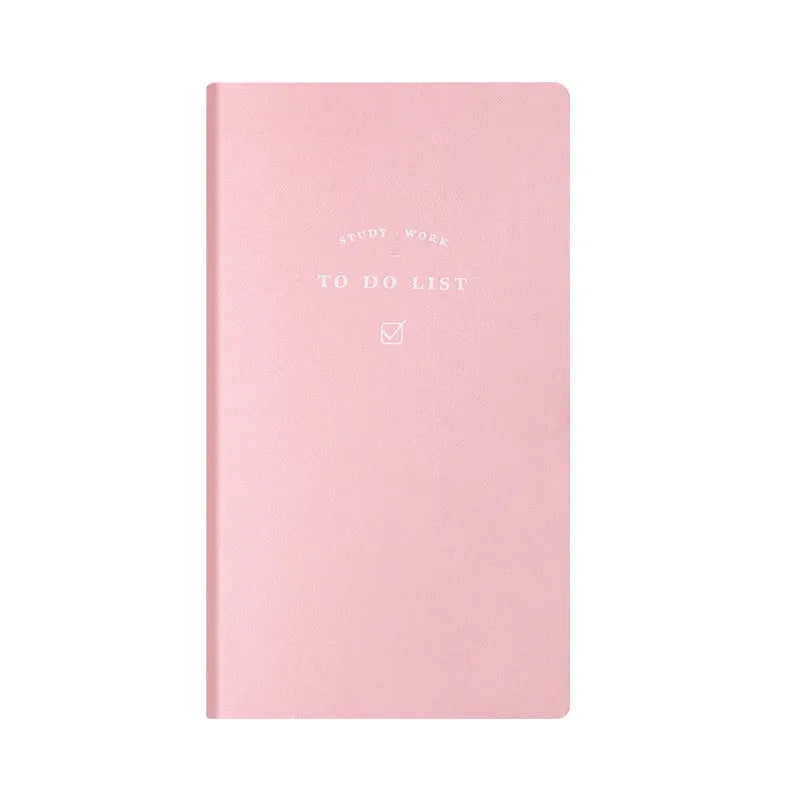 Simple style portable todolist notebook in blue, green, pink, or yellow with PU cover and 96 pages.
