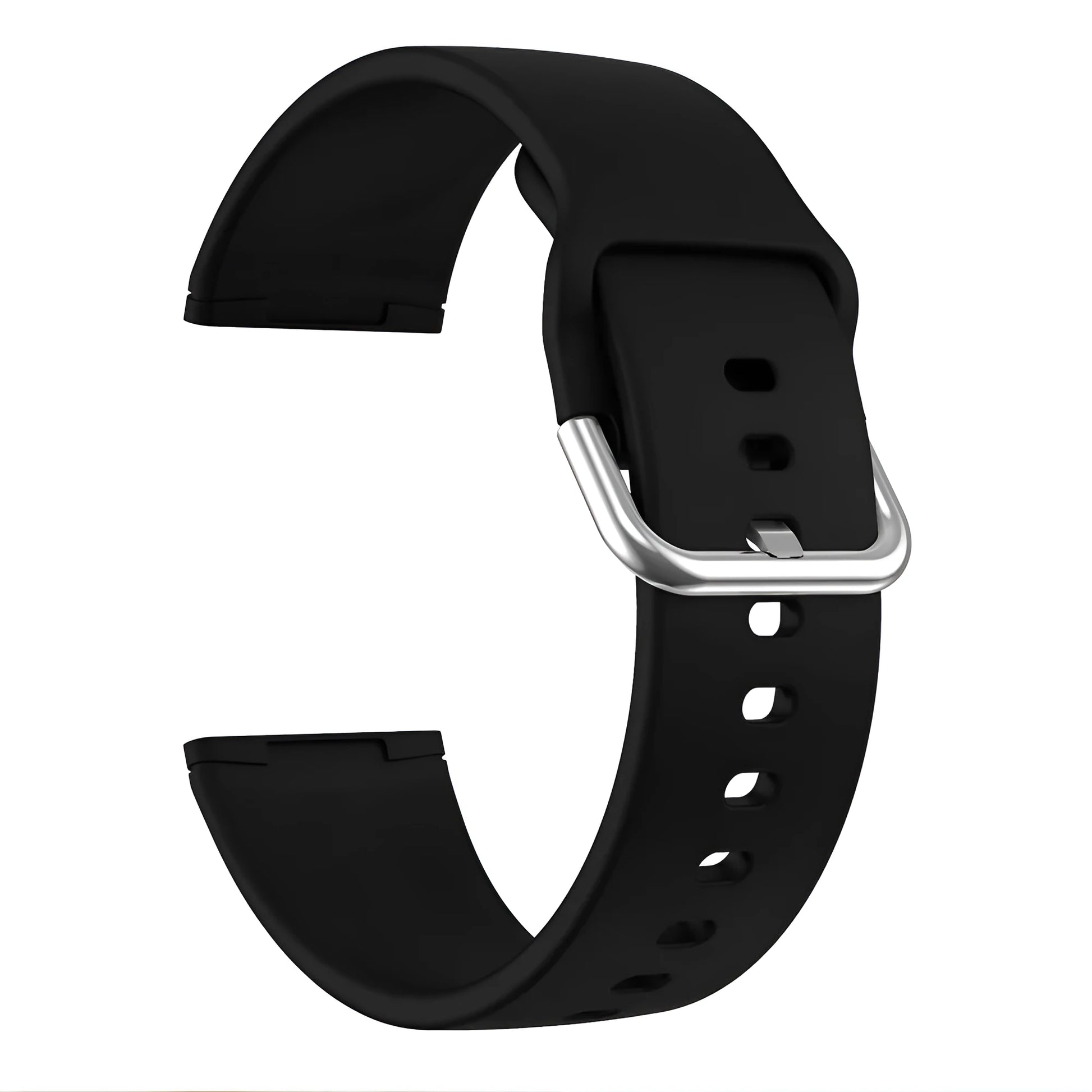 Silicone strap for Fitbit Versa 3 and Sense 2 in multiple colours with silver buckle on wrist