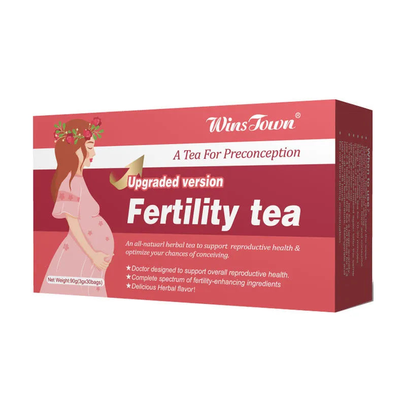 Fertility health tea in convenient pre-portioned bags, supplied in a box containing 3 packets of 30 bags each for 330 individual servings, offering a ready-to-use herbal supplement option for reproductive wellness routines