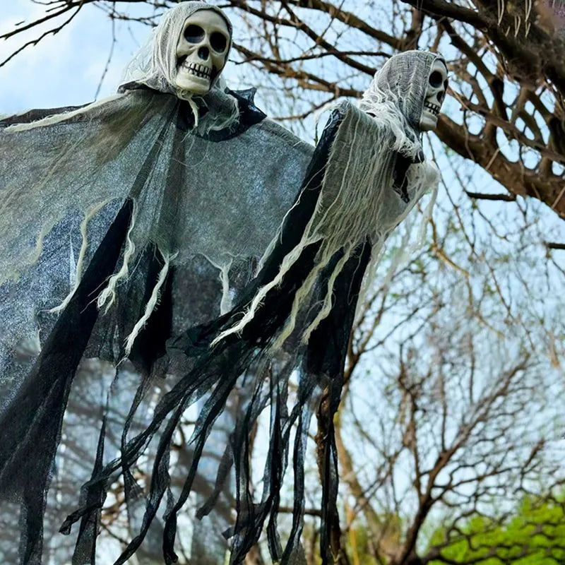 85cm Halloween hanging ghost skull skeleton prop in colour, purple, red, or warm colour for indoor outdoor yard party decoration