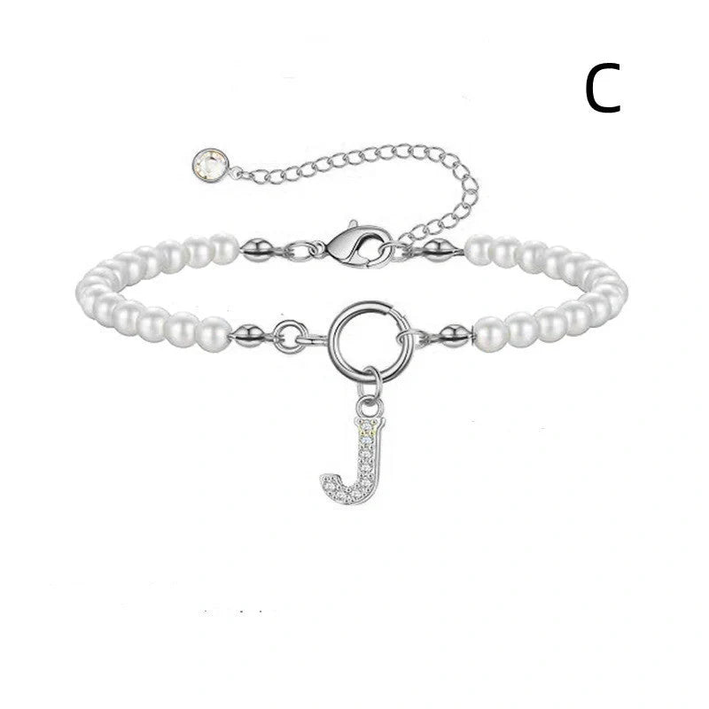 2024 fashion initial pearl bracelet for women with toggle clasp