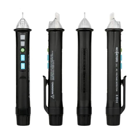 Black voltage detection pen with sensor tip for electrical line testing and status identification
