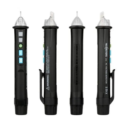Black voltage detection pen with sensor tip for electrical line testing and status identification