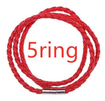 Personalized men's braided leather bracelet with stainless steel beads and custom name charm