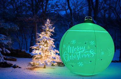 Green 60cm inflatable Christmas ball with LED lights and remote, 0.25mm PVC for outdoor use, diameter 60cm