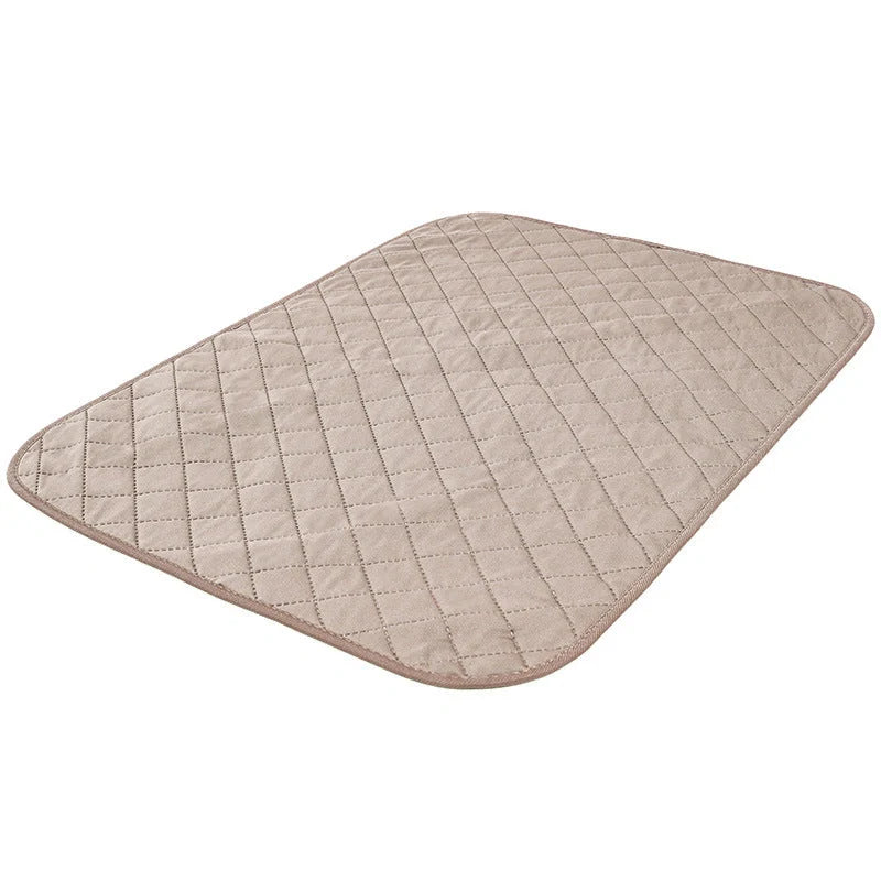 Natural Bamboo Fiber Pet Training Pad in green and beige, sizes S, M, L