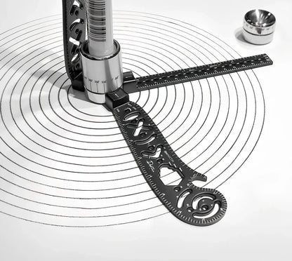 17cm metal drawing ruler with magnetic compass base for circular measurements without paper damage